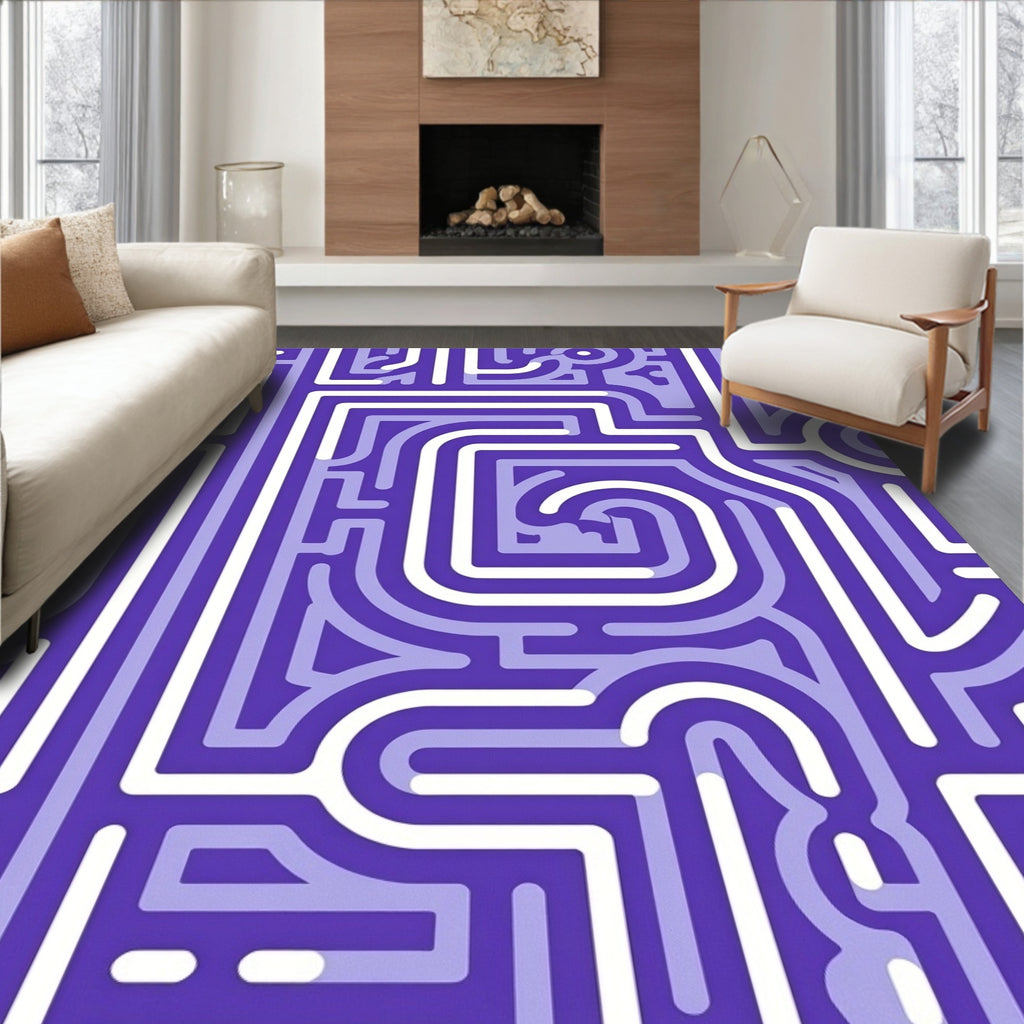 Modern Maze Linear Pattern Rug