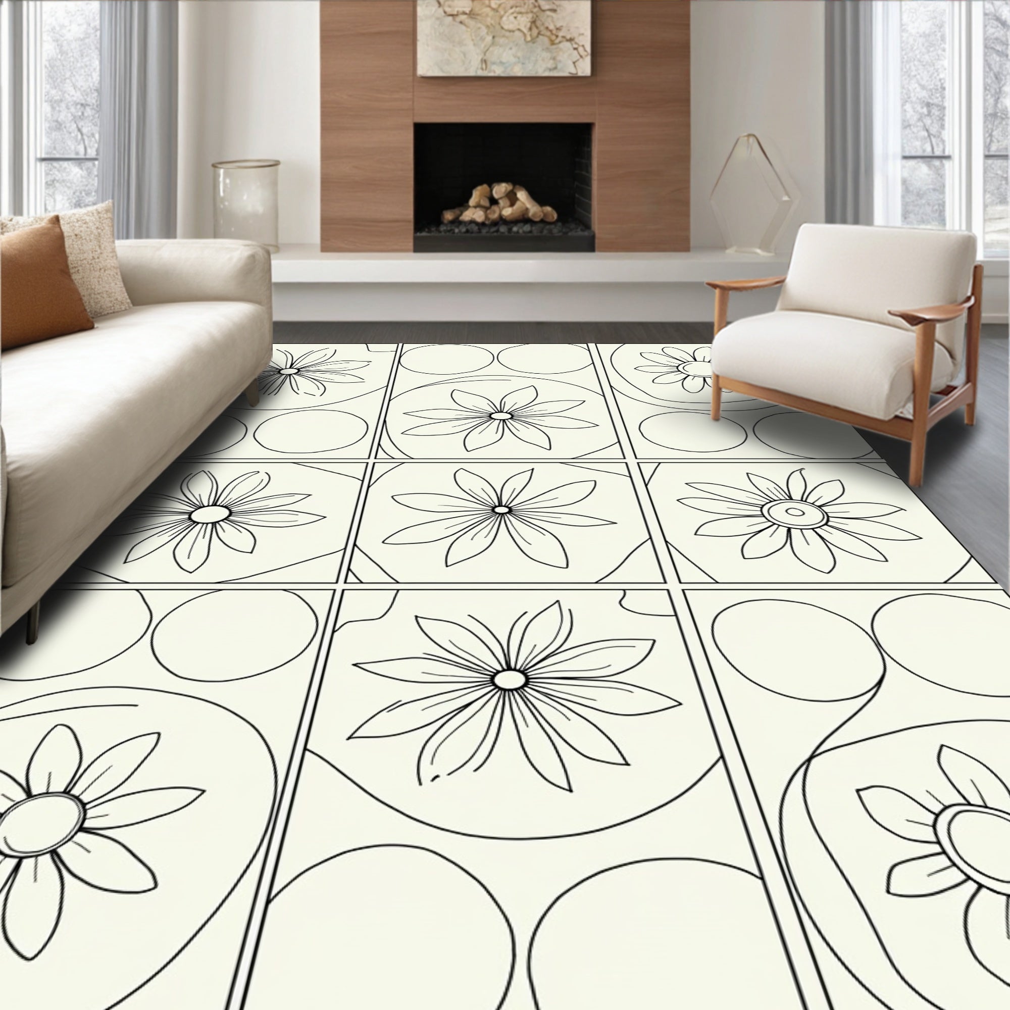 Daisy Chain Delightful Floral Pattern Rug