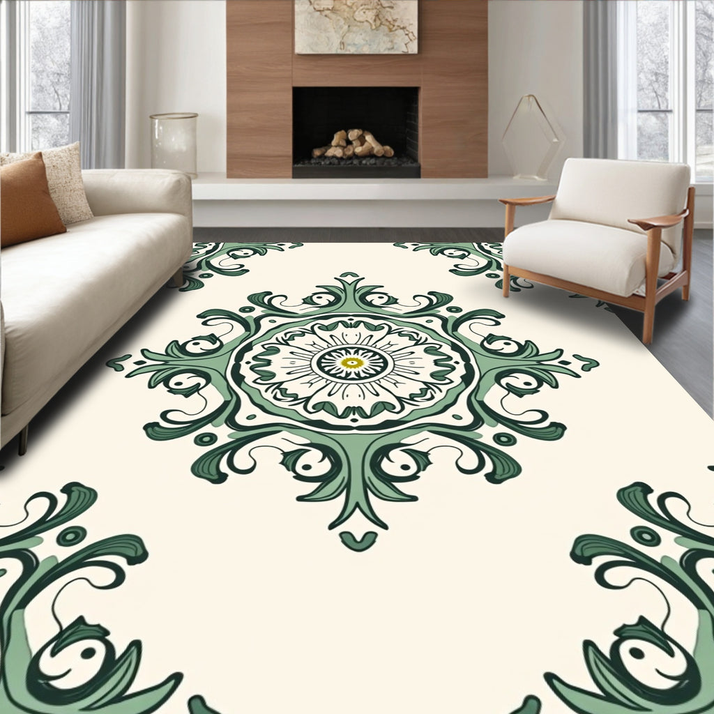 Vintage Botanical Medallion Pattern Rug