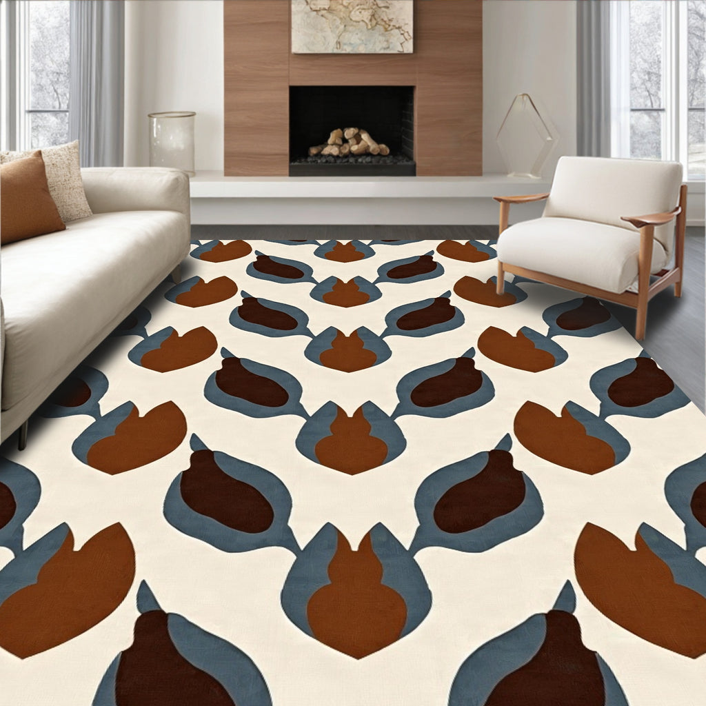 Retro Abstract Floral Pattern Rug