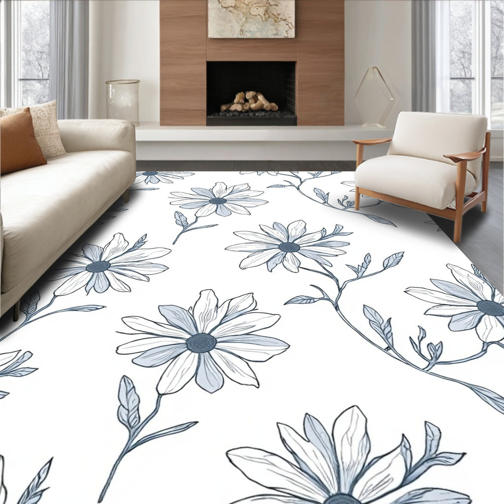 Classic Floral Outline Pattern Rug