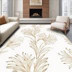 Gold Line Art Tropical Leaf Design Rug