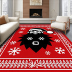Christmas Santa Red Snowflake Border Rug