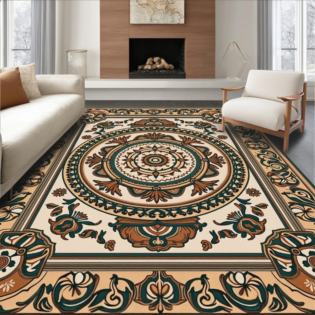 Elegant Floral Mandala Pattern Rug