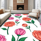 Pink Orange Floral Pattern Rug