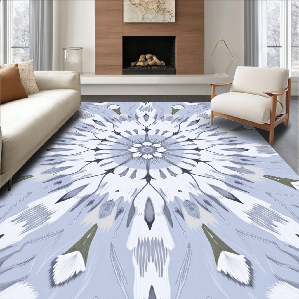 Delicate Floral Mandala Pattern Rug