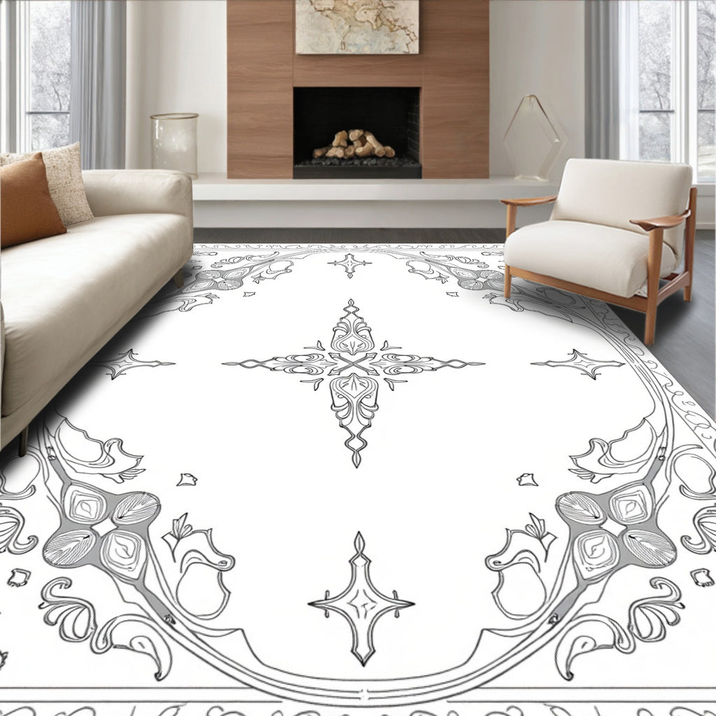 Elegant Floral Art Nouveau Design Rug