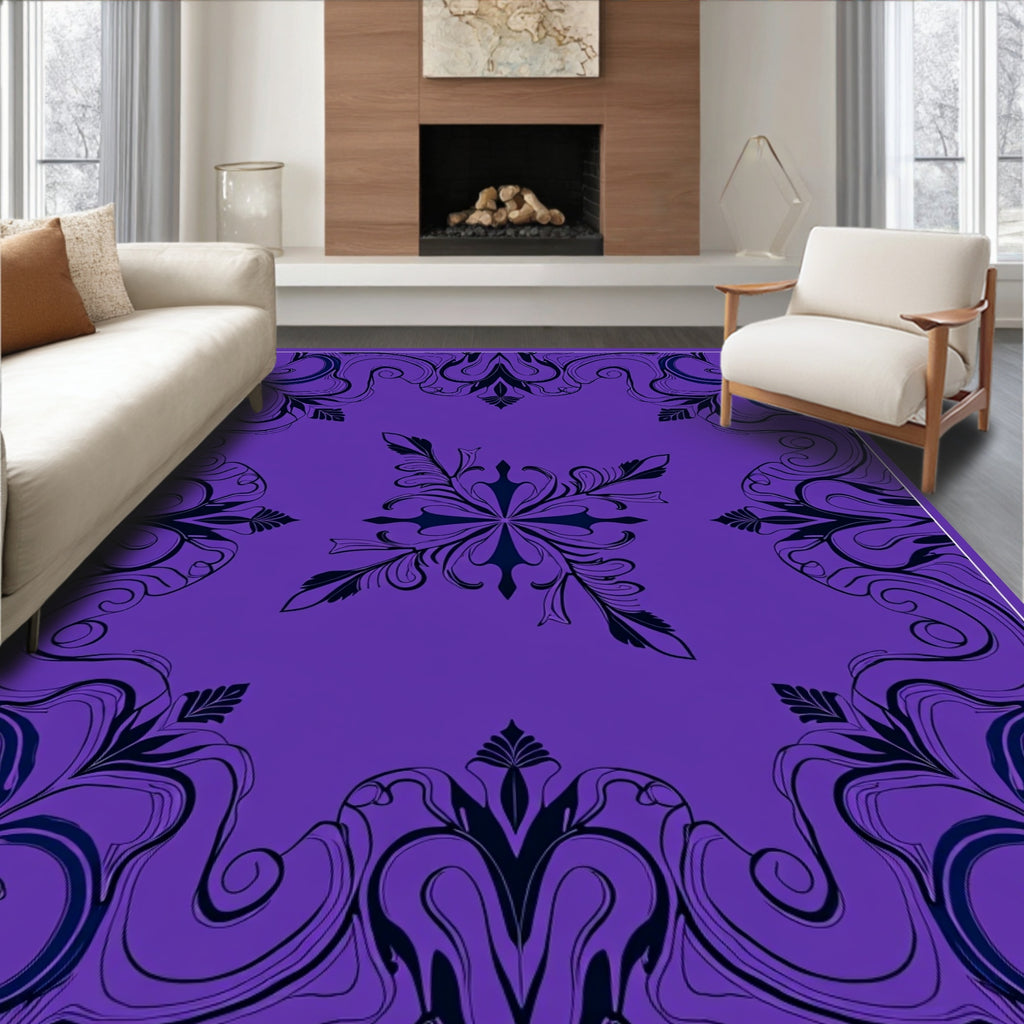 Bold Floral Symmetry Purple Rug