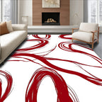 Crimson Swirl Abstract Rug