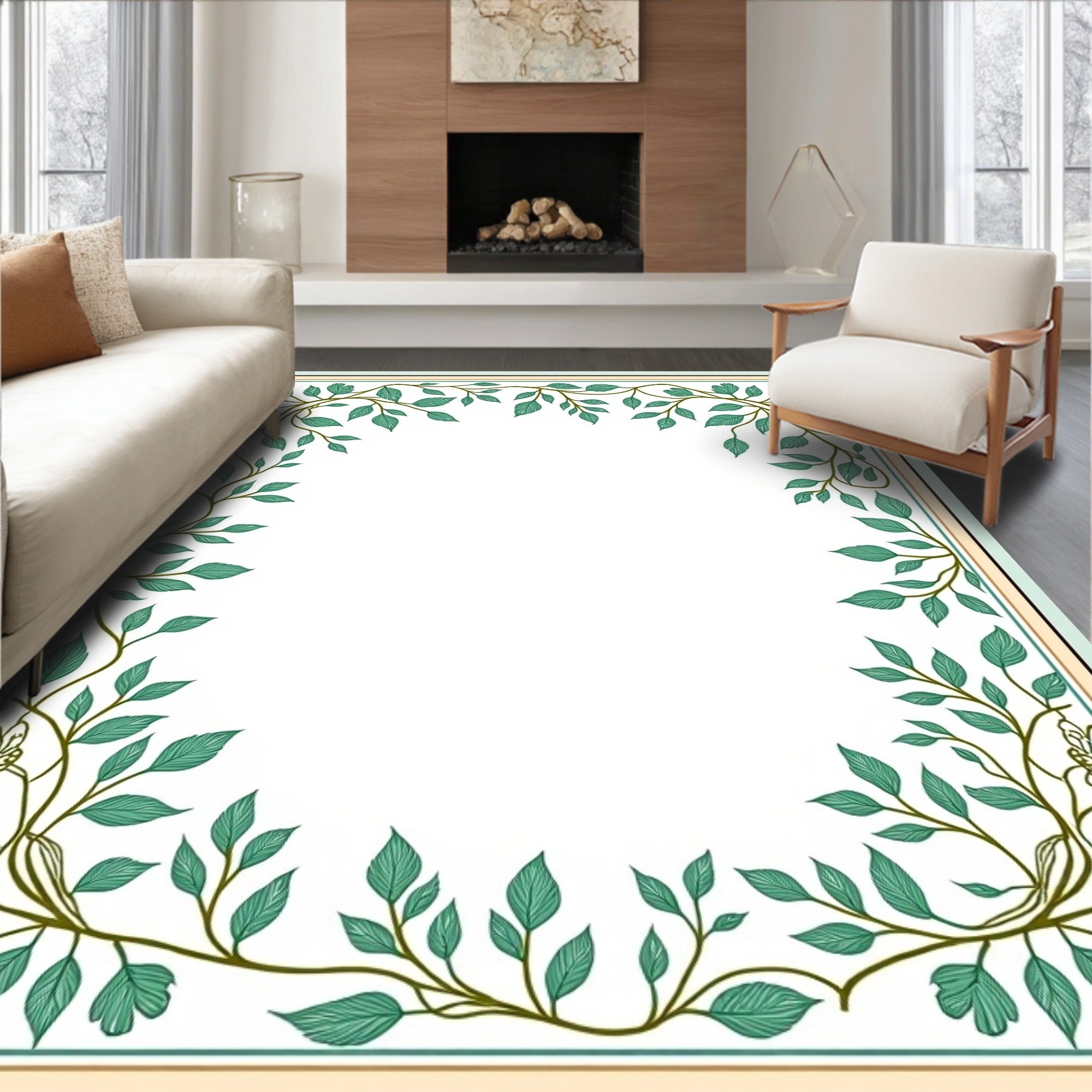 Vine Leaf Border Classic Design Rug