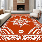 Ornate Terracotta Floral Mandala Pattern Rug