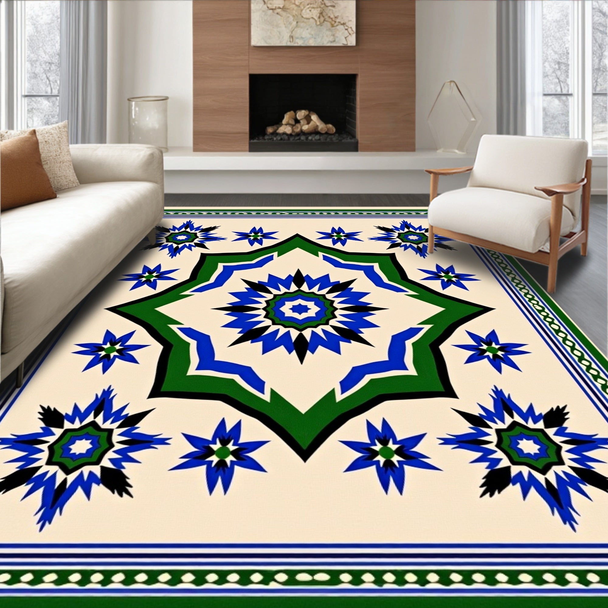 Geometric Starburst Patterned Design Rug