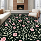 Vintage Pink Floral Vine Pattern Rug
