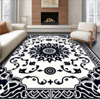 Intricate Floral Mandala Frame Design Rug