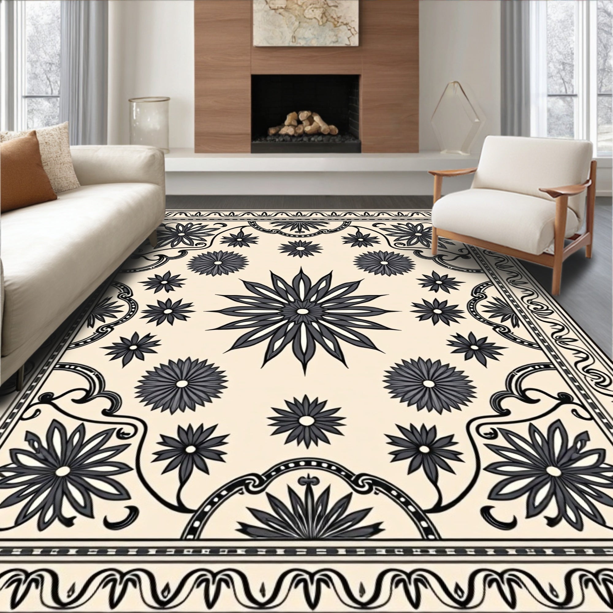 Ornate Floral Pattern Rug