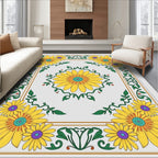 Yellow Floral Garden Border Rug