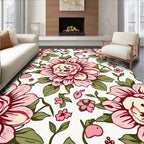 Pink Floral Whimsical Pattern Rug