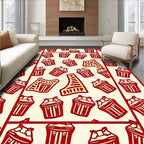 Red Cream Abstract Pattern Rug