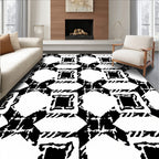 Bold Black White Geometric Square Rug