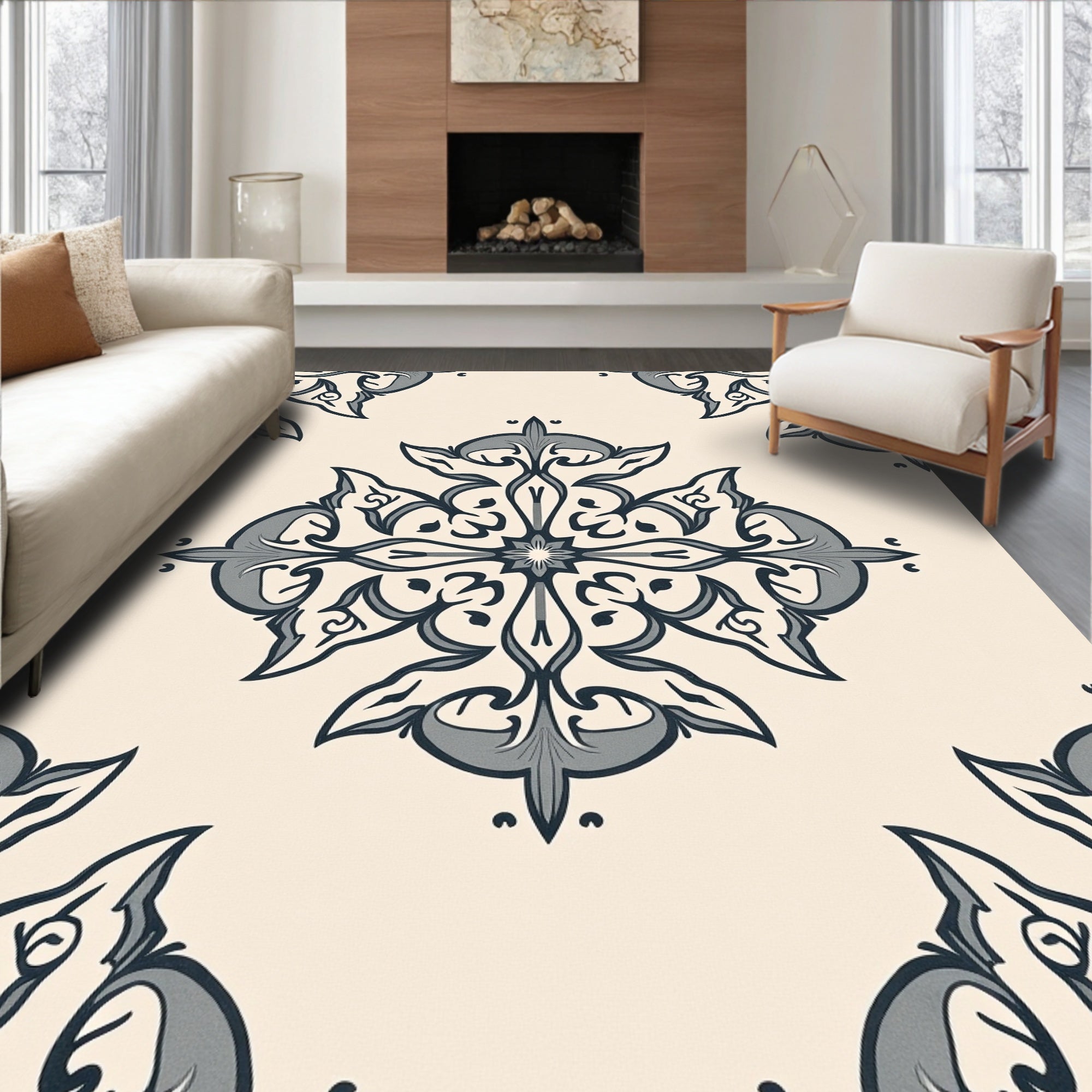 Ornate Floral Medieval Pattern Rug