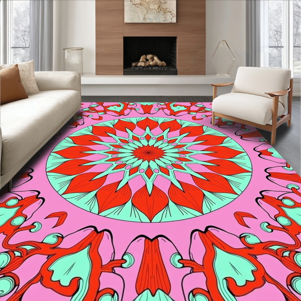 Bold Floral Mandala Pattern Rug