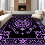 Purple Floral Medallion Bordered Rug
