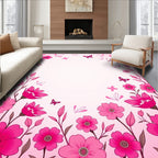 Pink Floral Butterfly Delight Rug