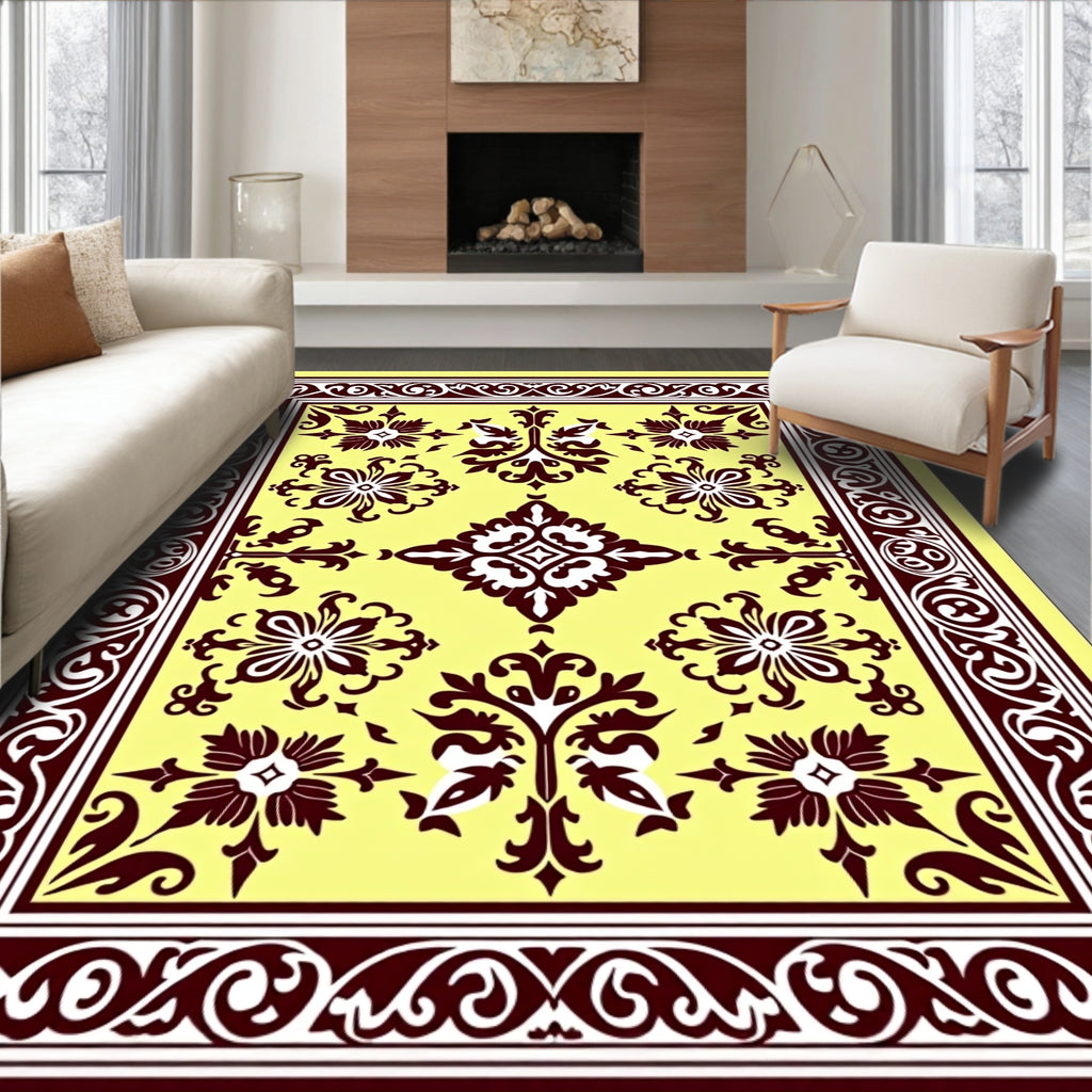 Vintage Floral Scroll Pattern Rug