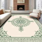 Vintage Floral Bordered Mandala Design Rug