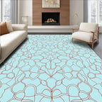 Aqua Red Abstract Organic Pattern Rug
