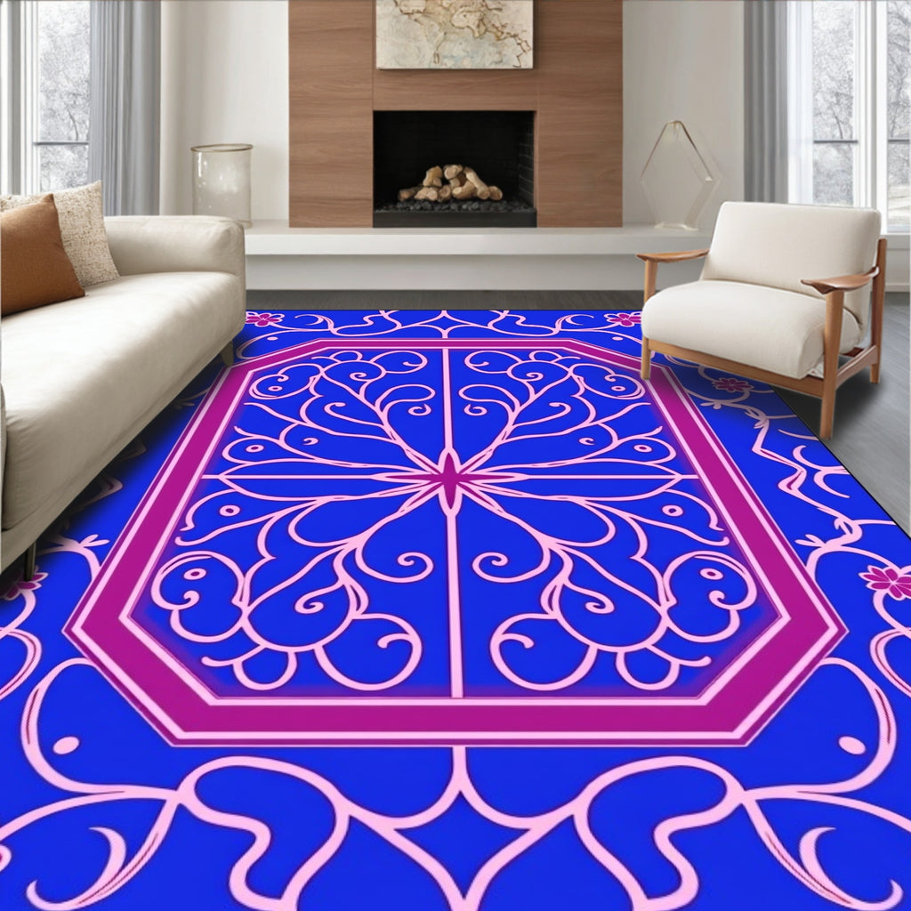 Ornate Floral Vine Medallion Design Rug