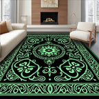 Art Deco Style Floral Border Rug