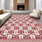 Elegant Red Floral Scroll Rug