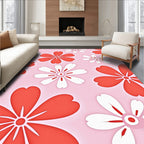 Pink Petal Flower Pattern Rug