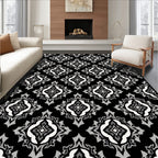 Monochromatic Ornate Tile Pattern Rug