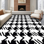 Houndstooth Pattern Contrast Rug