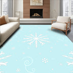 Light Blue White Snowflakes Swirls Rug