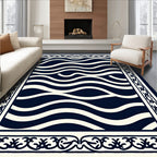 Naval Wave Pattern Border Rug
