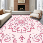 Pink Floral Medallion Swirl Pattern Rug