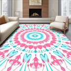 Pink Teal Mandala Pattern Rug