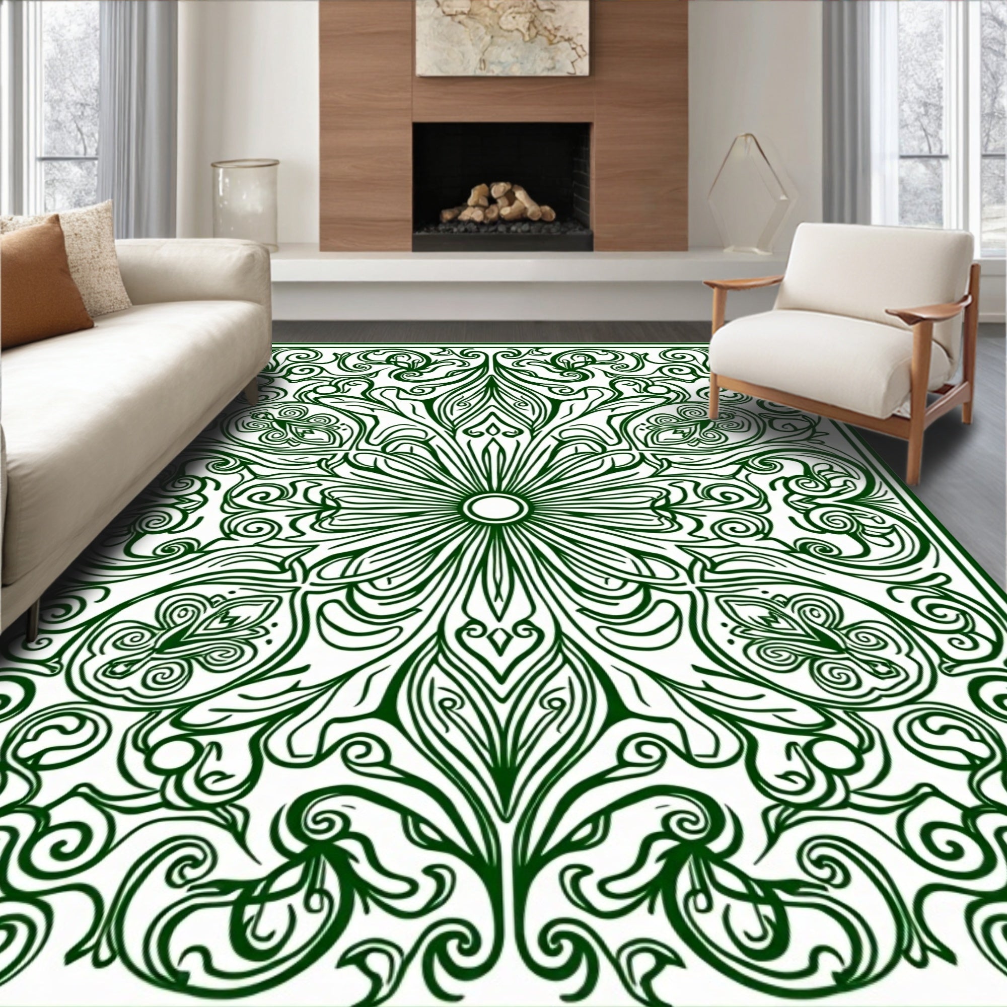 Intricate Floral Swirl Pattern Rug