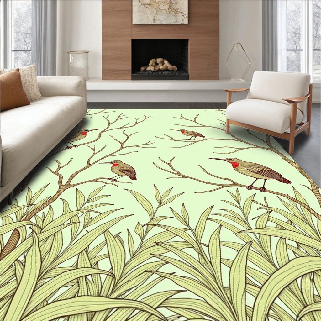 Birds Perched on Spring Branches Rug