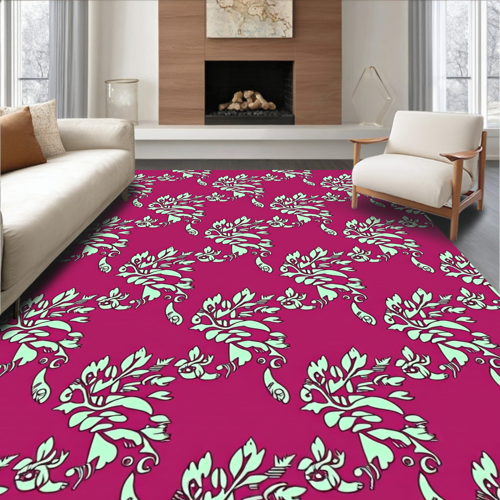 Ornate Floral Scrollwork Design Rug