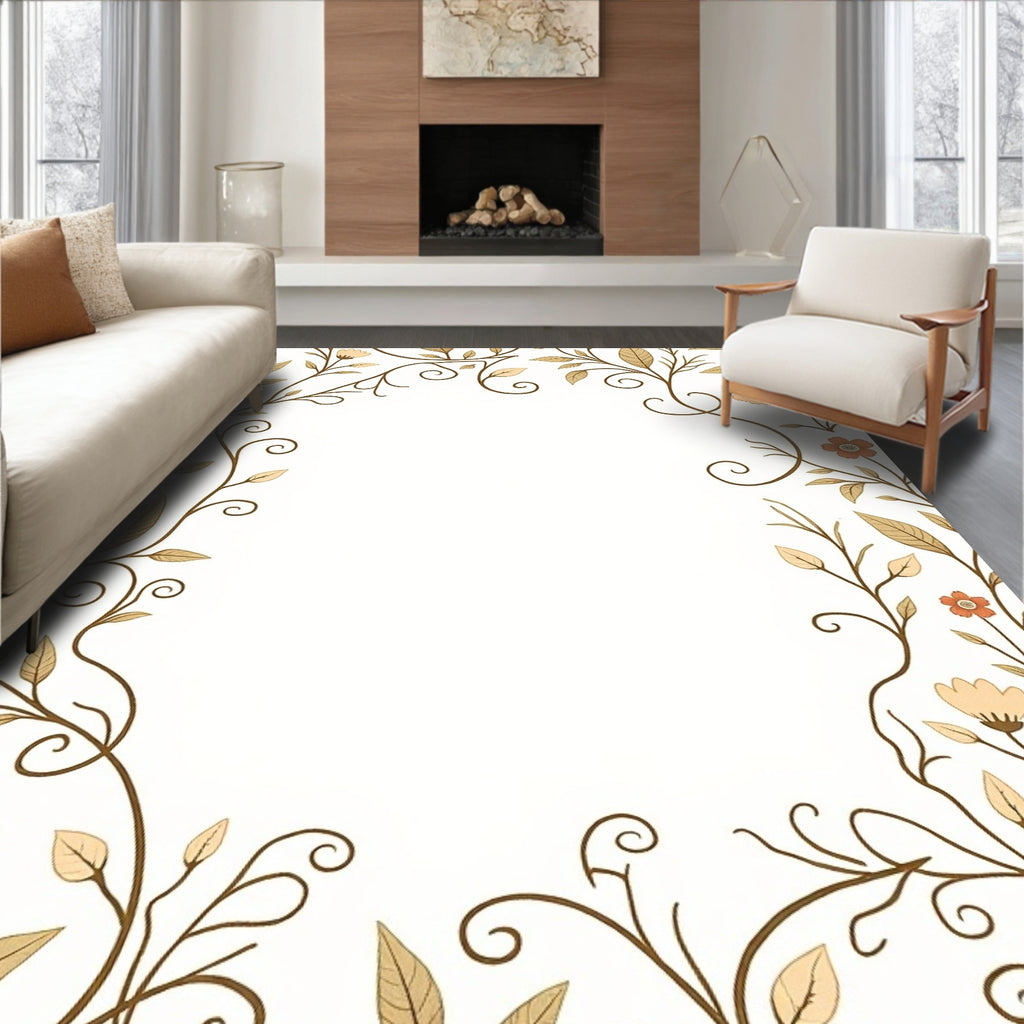 Whimsical Floral Vine Pattern Rug