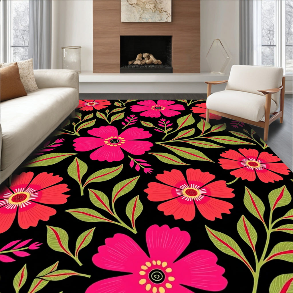 Bold Floral Pattern Design Rug