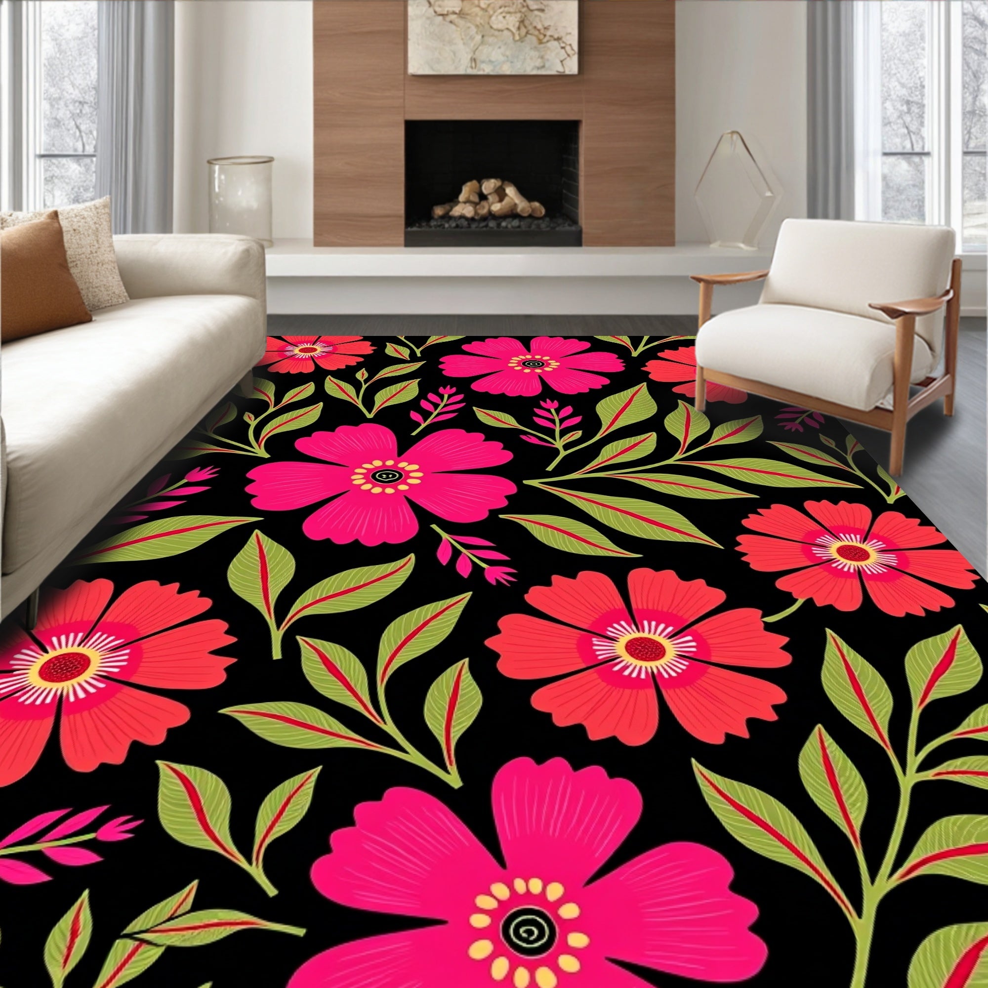 Bold Floral Pattern Design Rug