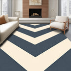 Modern Navy Cream Chevron Pattern Rug