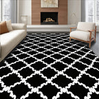 Interlocking Wave Grid Pattern Rug