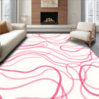 Abstract Pink Wavy Lines Pattern Rug