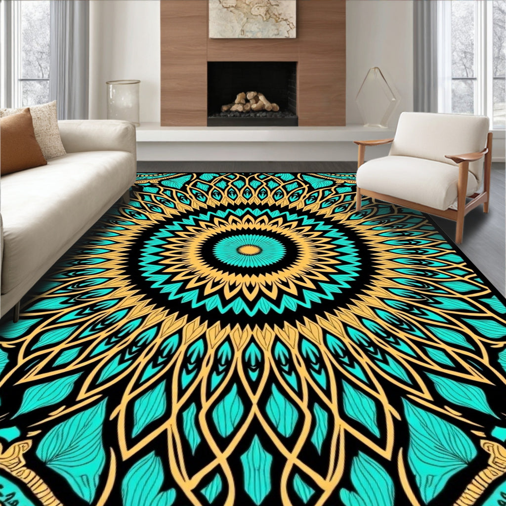 Mandala Tribal Sunburst Style Rug